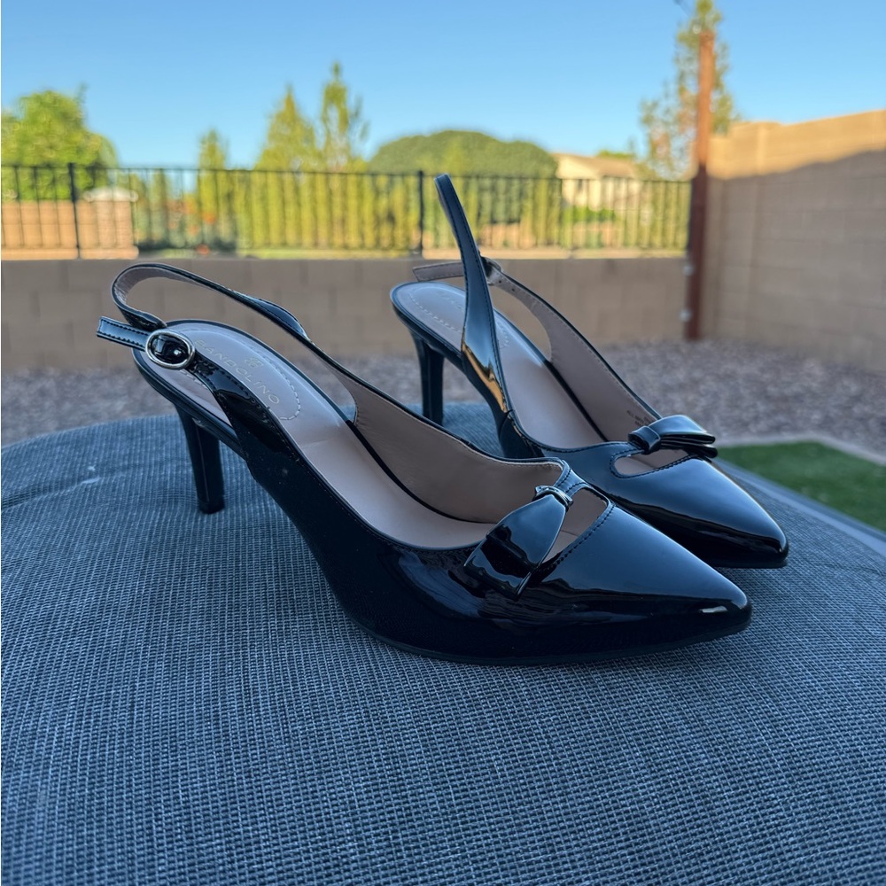 Bandolino Black Patent Slingback Heels